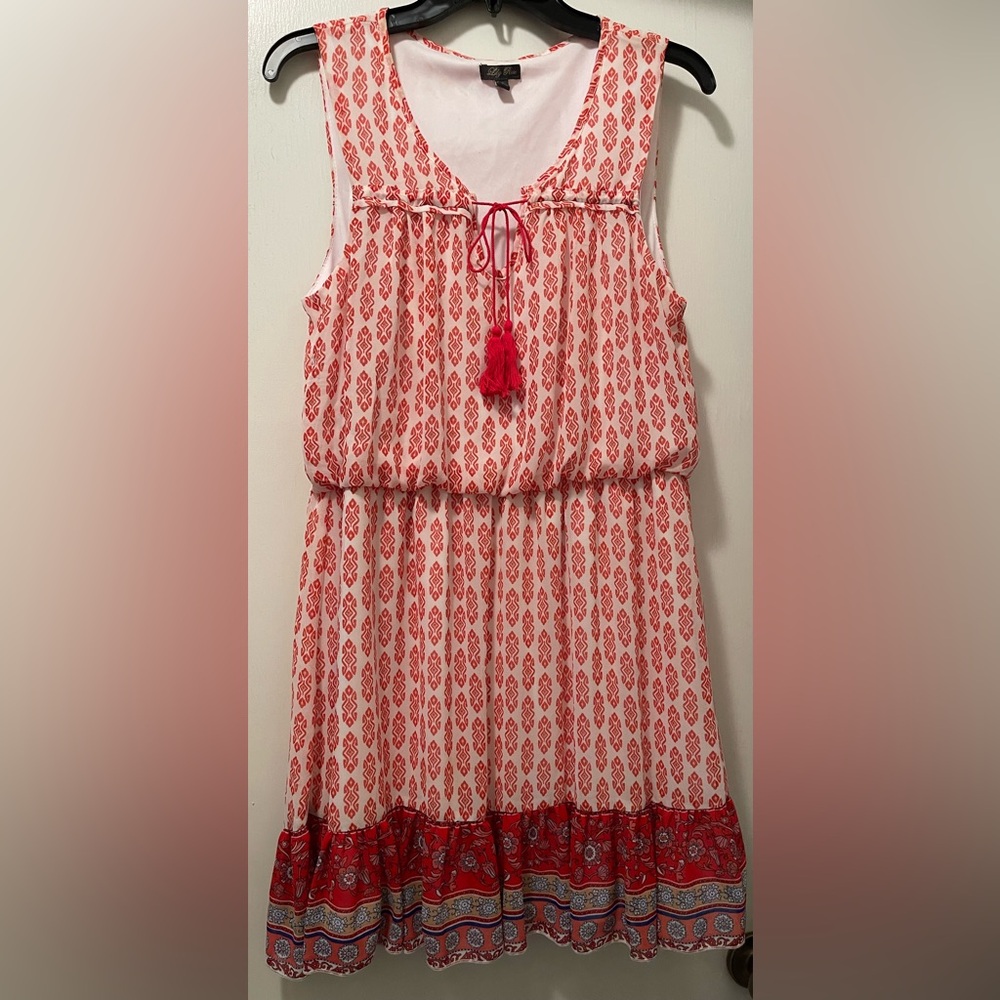Lily Rose Red and White Boho Mini Dress size XL